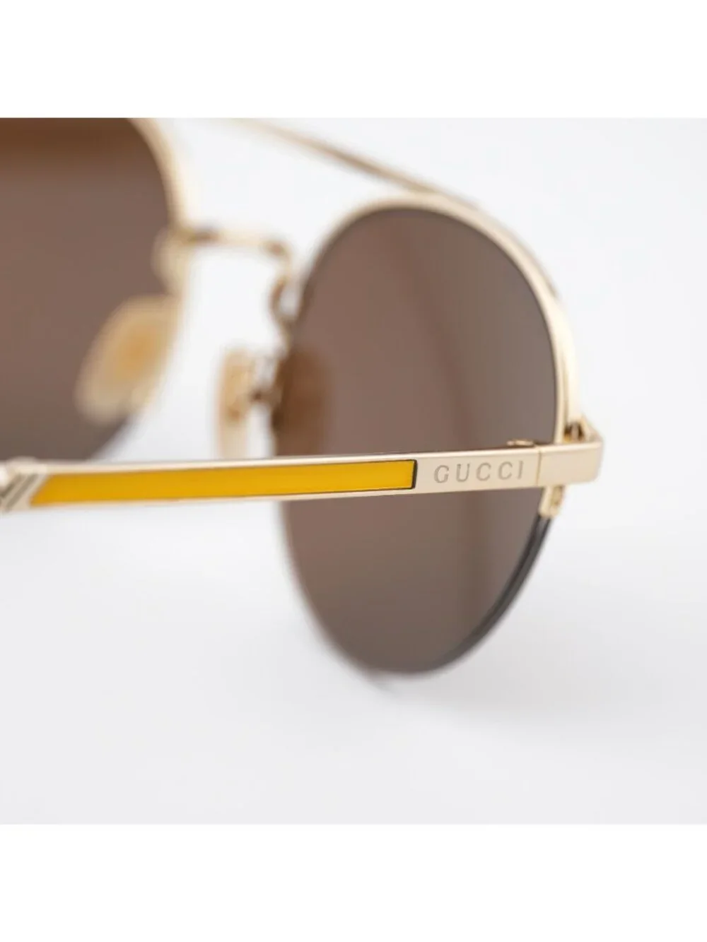 Gucci GG0984S 002 Unisex Sunglasses Gold Round Frame, Brown Lenses